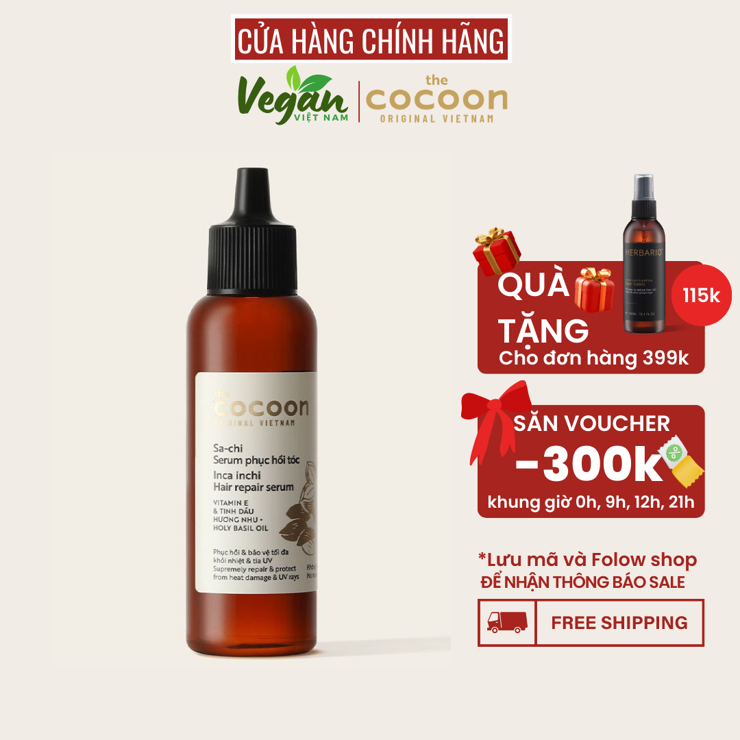 Sachi serum phục hồi tóc giúp mượt tóc tóc chắc khỏe ngăn gãy rụng cocoon viet nam 70ml - Vegan Việt Nam