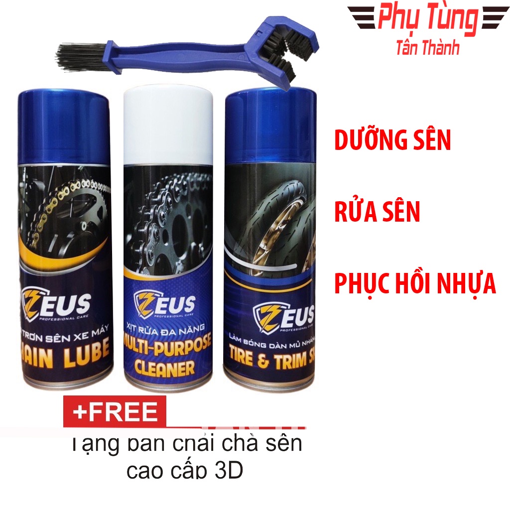 Chai xịt bảo dưỡng sên Zeus, vệ sinh sên xe máy Zeus, làm bóng dàn nhựa nhám vỏ xe Zeus.-PTTT