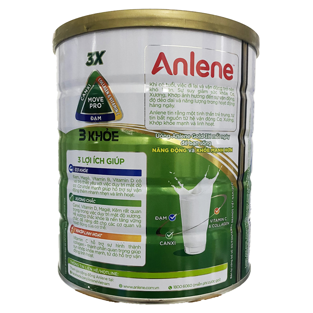 Sữa Anlene Gold 3 KHỎE hương Vani 800g (trên 40 tuổi) Mẫu mới