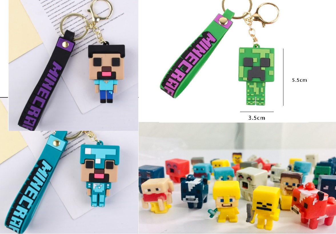 Móc khóa hình nhân vật game minecraft nhựa PVC dễ thương
