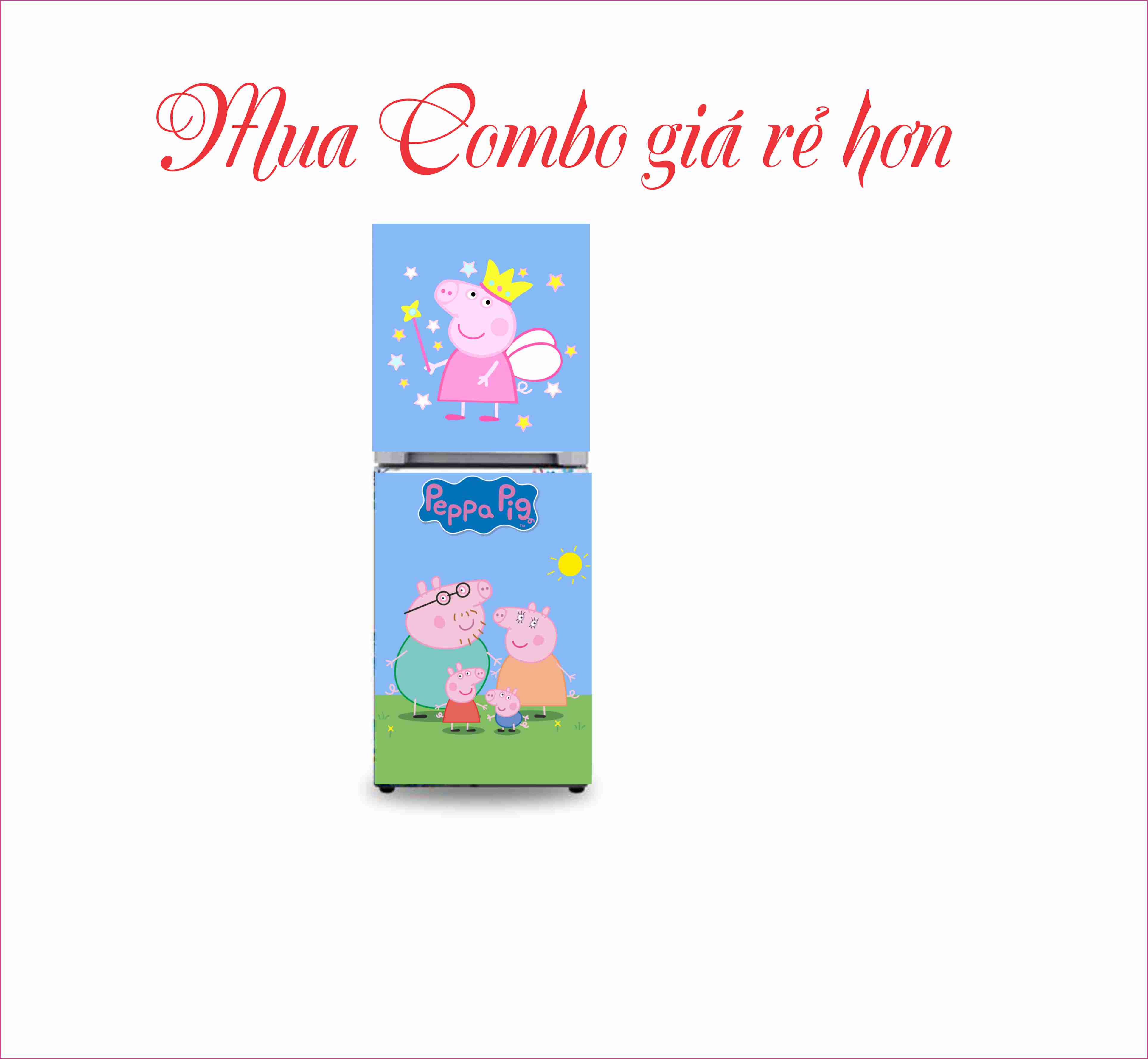 Miếng dán trang trí tủ lạnh, máy giặt heo Peppa