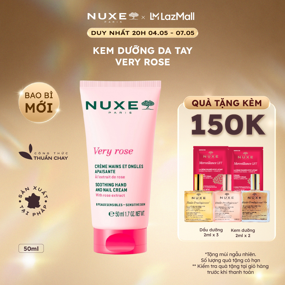 Kem Dưỡng Da Tay Và Móng Nuxe Very Rose Hand And Nail Cream 50ml