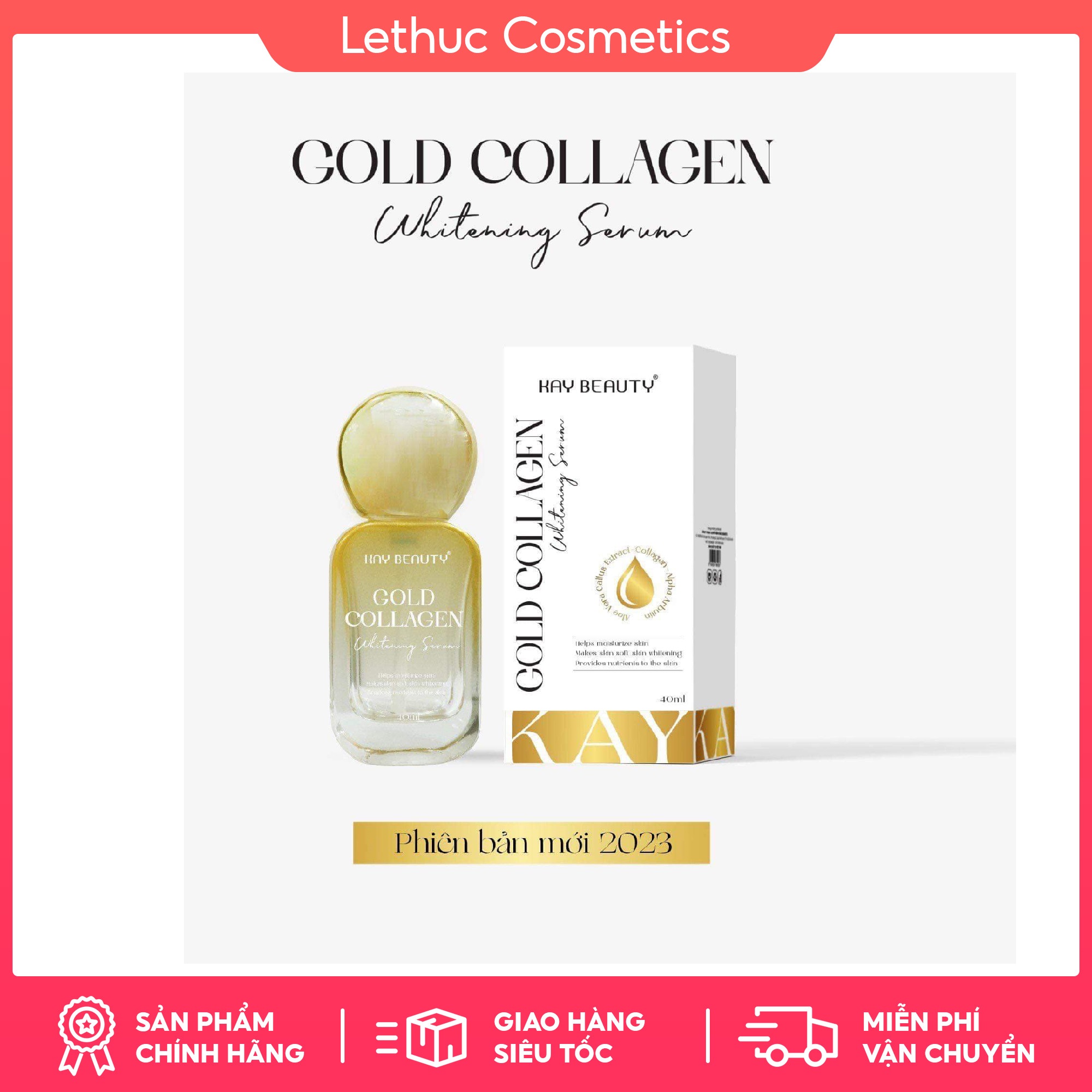 Serum Gold Collagen 40ml mẫu mới - Cung cấp dưỡng chất dưỡng ẩm cho da