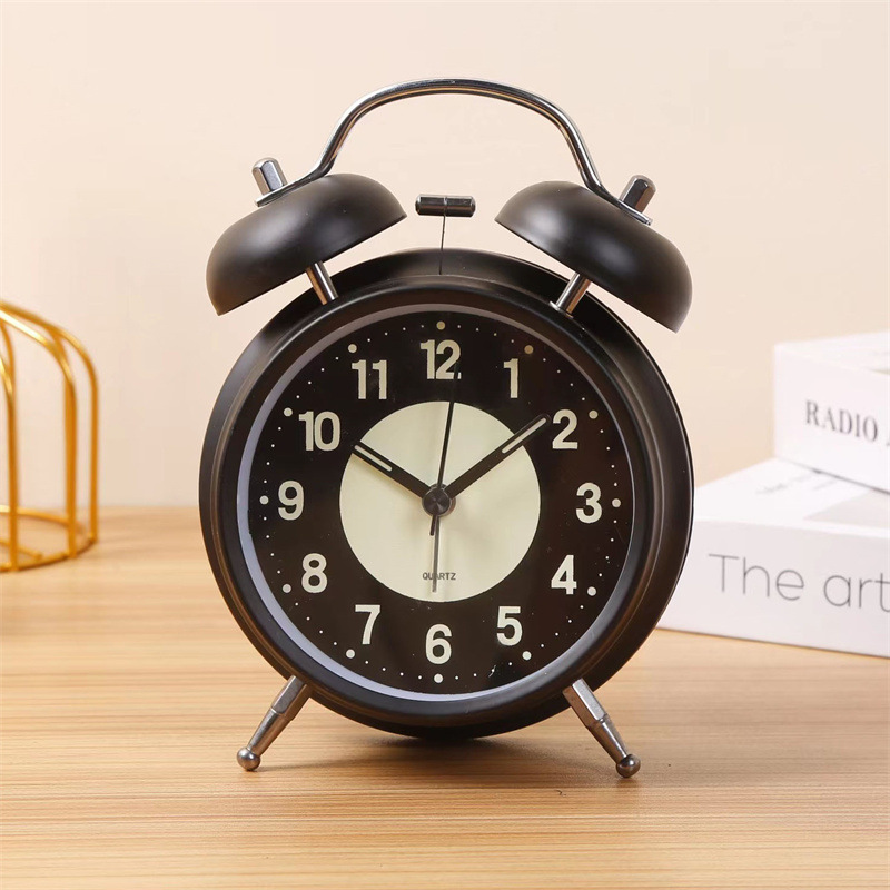 Đồng hồ để bàn kim trôi, nền dạ quang, có báo thức to - tặng kèm pin AA