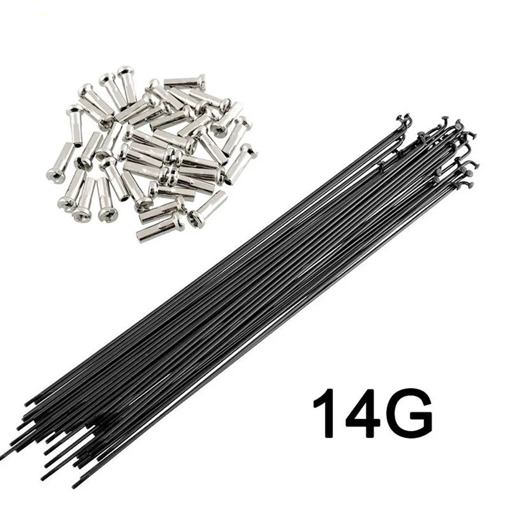 Henrycc linh hoạt màu đen 27,5 inch 700c bánh xe 170mm-290mm xe đạp leo núi cycle spokes thép không gỉ núm vú spokes xe đạp spokes
