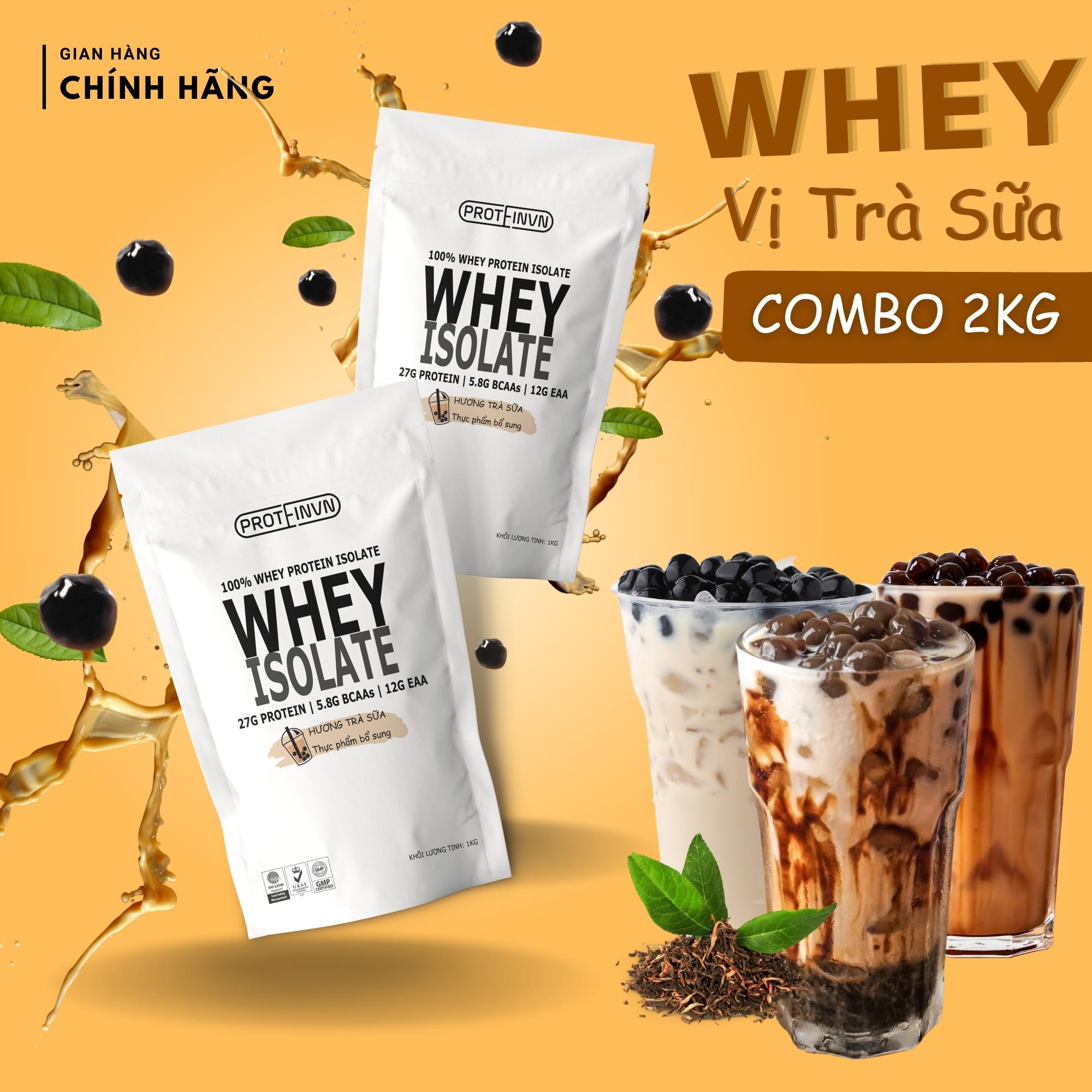 2KG WHEY PROTEIN ISOLATE PROTEINVN - VỊ TRÀ SỮA TĂNG CƠ GIẢM MỠ Whey Concentrate