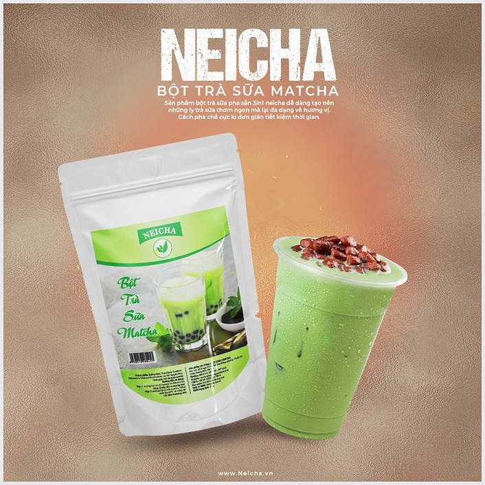 Bột Matcha làm trà sữa Neicha cao cấp - Pha trà sữa, đá xay, món tráng miệng