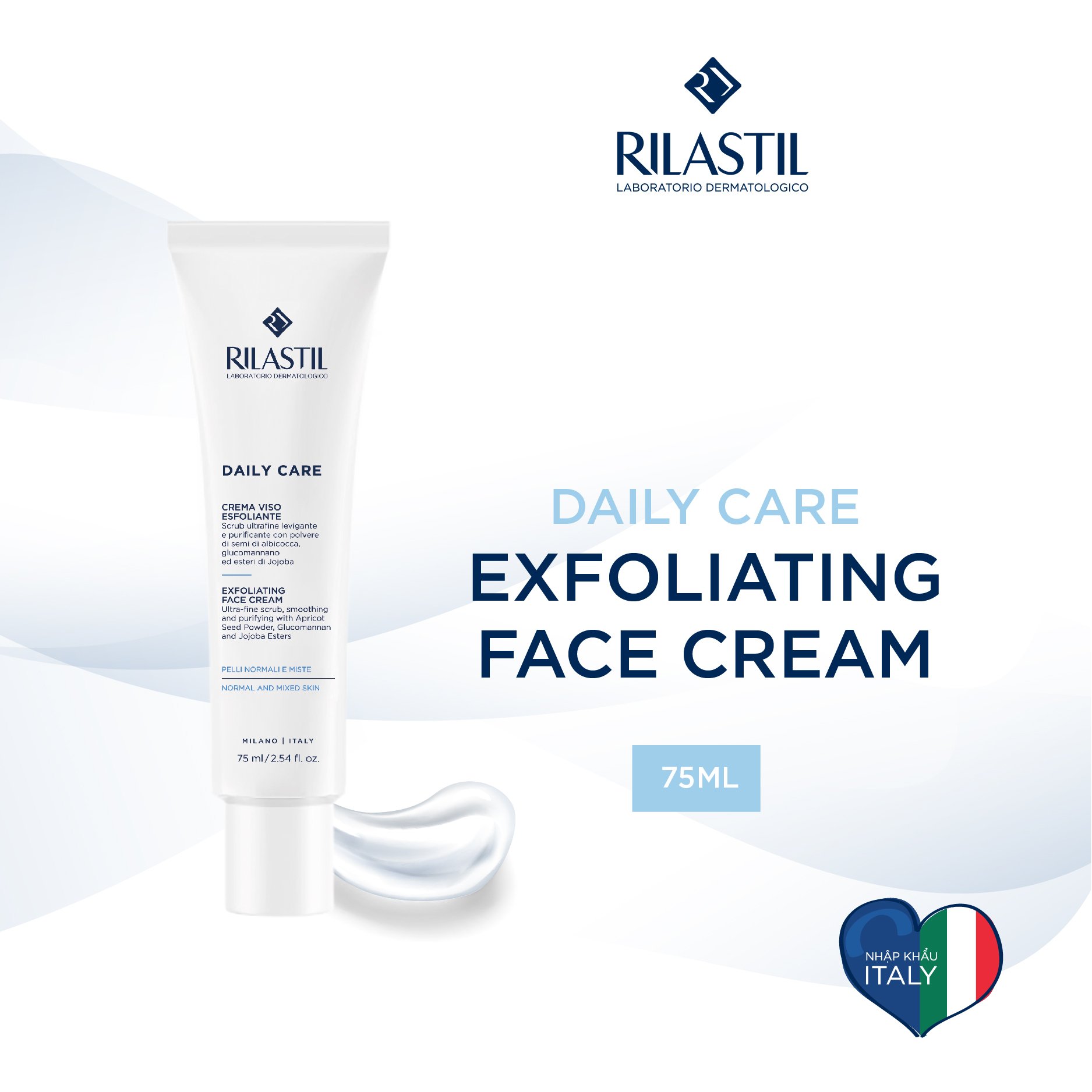 Kem tẩy tế bào chết - rilastil daily care expoliating face cream