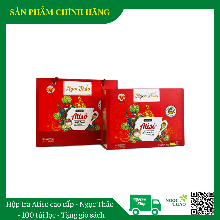 [HOT] Trà atiso Ngọc Thảo hộp 100 túi lọc loại cao cấp - mẫu mới - tặng giỏ đựng quà