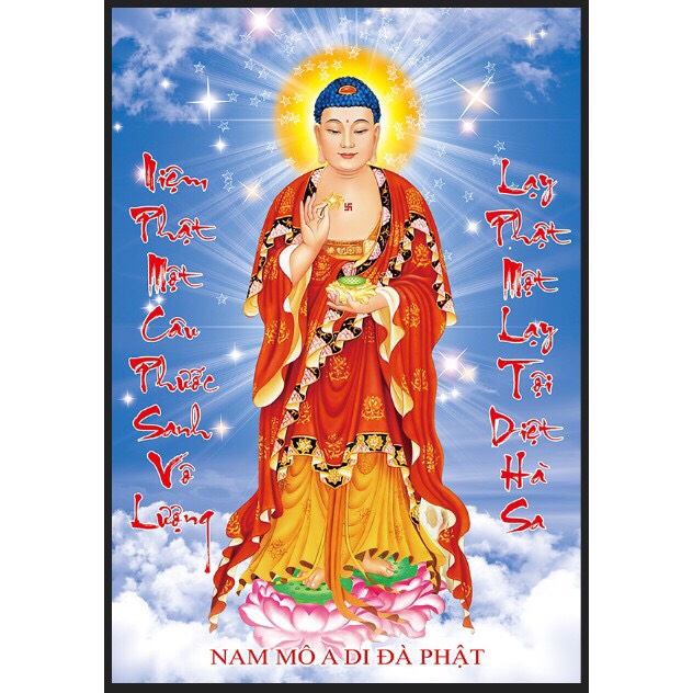[HCM]Tranh đính đá-A Di Đà Phật (Niệm 1 câu phước sanh vô lượng) chưa đính (88660)