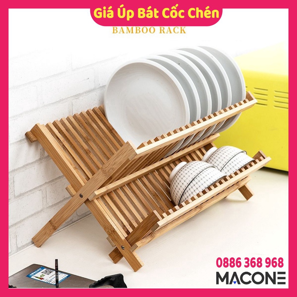 Giá gỗ úp bát, đĩa ráo nước để bàn kệ để bát đĩa tiện dụng cho nhà bếp VINTED