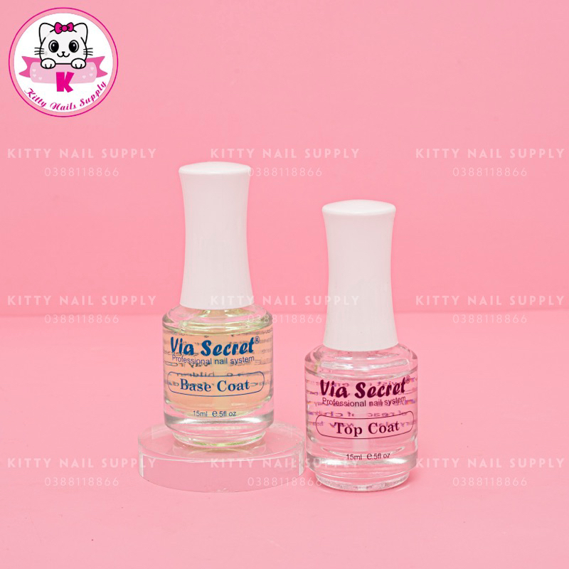 Base sơn thường và bóng sơn thường via secret 15ml - Kitty Nails Supply