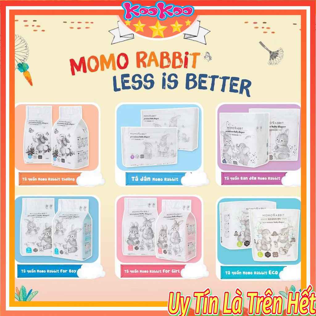 Bỉm Momo Rabbit Bỉm Momo Rabit Nội Địa Hàn Quốc Dán/Quần Size S50/M44/L40/XL36 và L28/XL22/XXL18