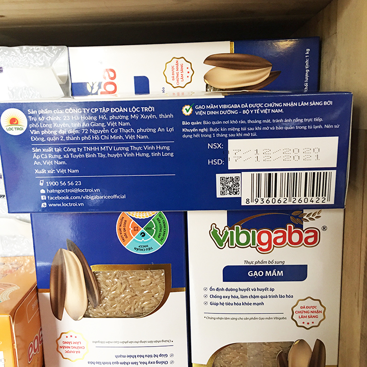 Gạo Mầm Vibigaba Hạt Ngọc Trời Gói 1Kg - Gạo cho người tiểu đường, giảm