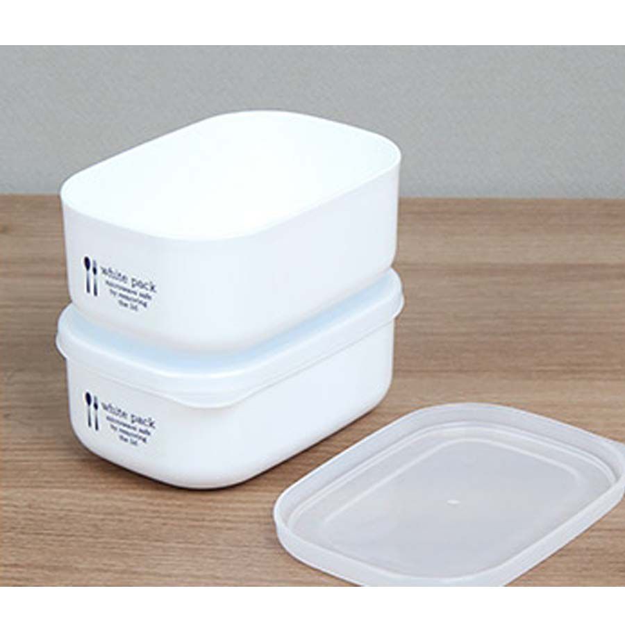 SET 2 HỘP NHỰA ĐỰNG THỰC PHẨM 280ML WHITE PACK - HÀNG NỘI ĐỊA NHẬT, chất liệu nhựa PP, an toàn trong lò vi sóng và ngăn đông trong tủ lạnh