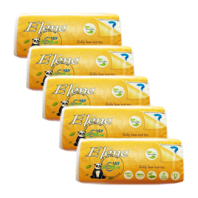 Lốc 5 gói khăn giấy tre bỏ túi - elène tre 300 tờ