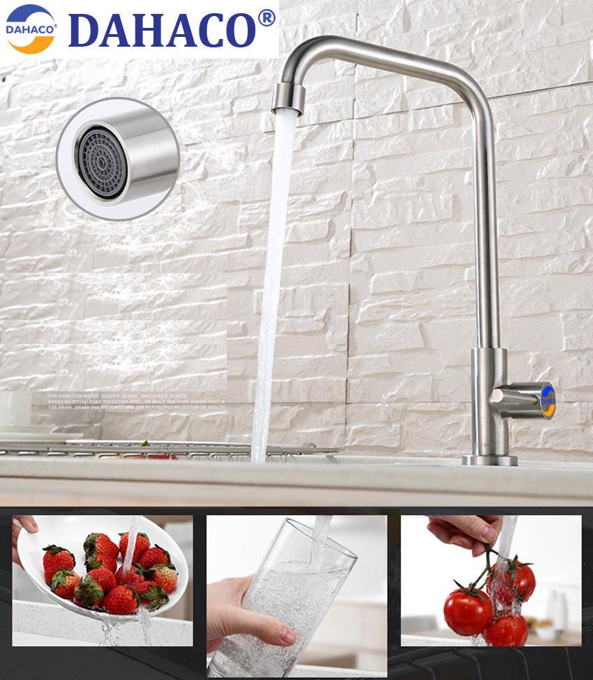 [HCM]Vòi rửa chén LẠNH DHC-05C nguyên khối inox 304 dáng vuông chống bám vân tay - Bảo hành 05 năm
