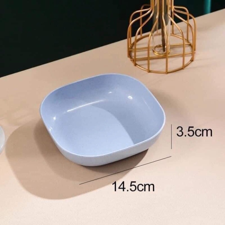 Set 8 đĩa lúa mạch vuông mix màu đẹp mắt tiện lợi