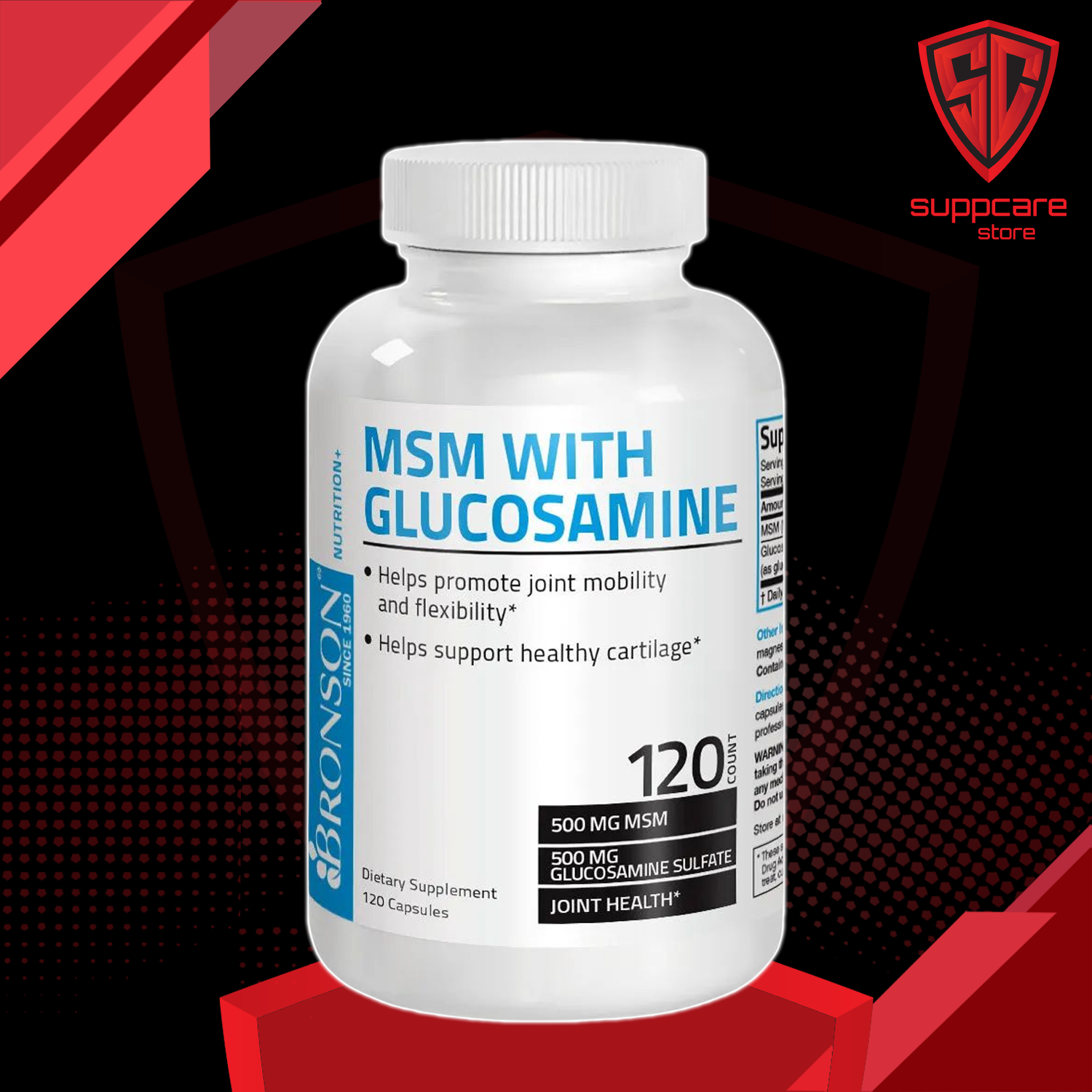 BRONSON MSM WITH GLUCOSAMINE Hỗ Trợ Xương Khớp 120 Viên - Chính Hãng Tại Suppcare Store