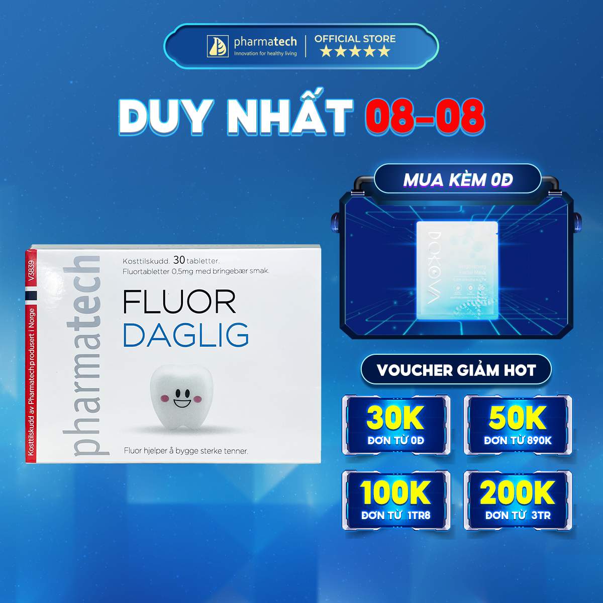 Viên ngậm bảo vệ sức khỏe răng miệng, chống sâu răng flour daglig 30 viên