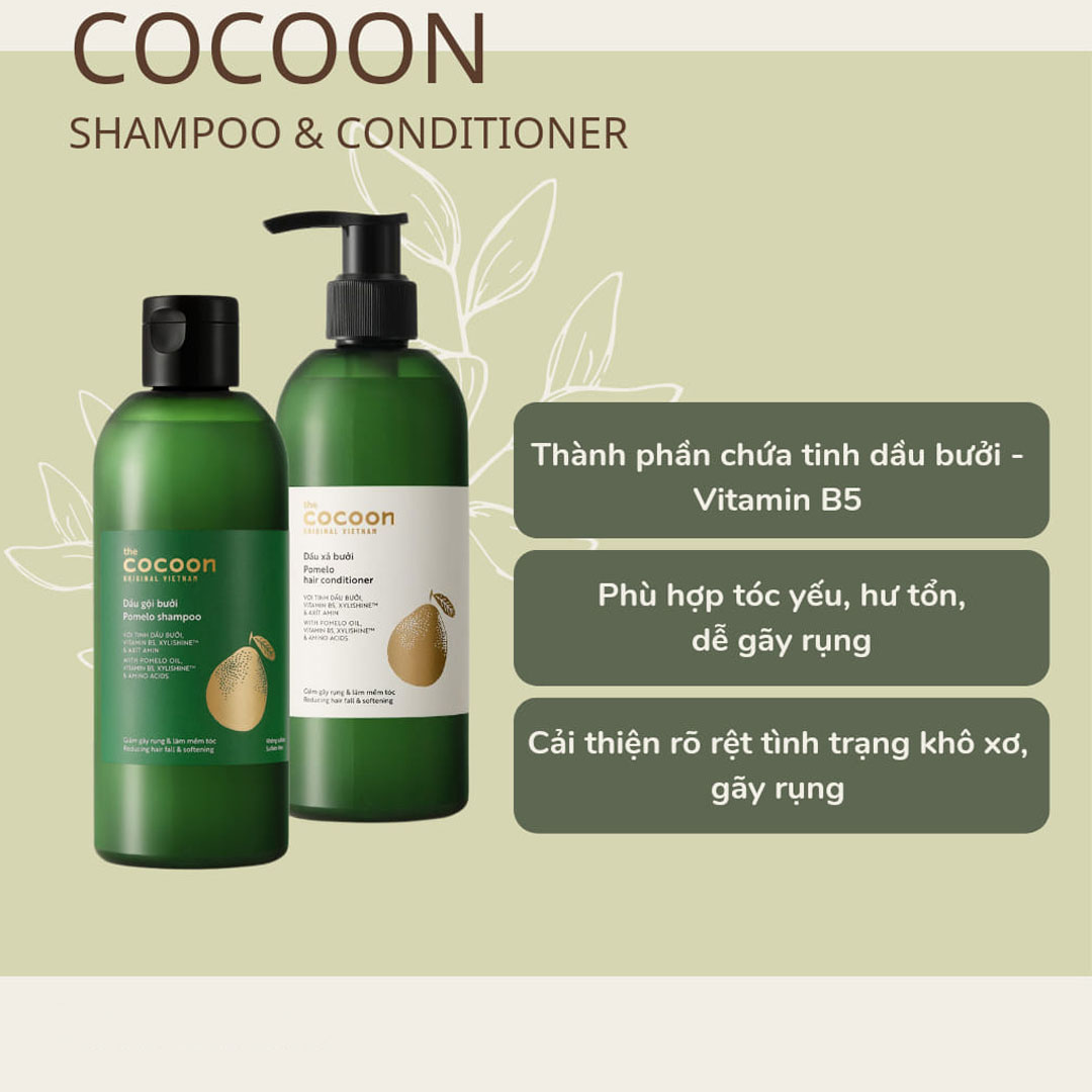 Combo Dầu Gội Vỏ Bưởi Pomelo Cocoon v&agrave Dầu Xả Bưởi Cocoon 310ml