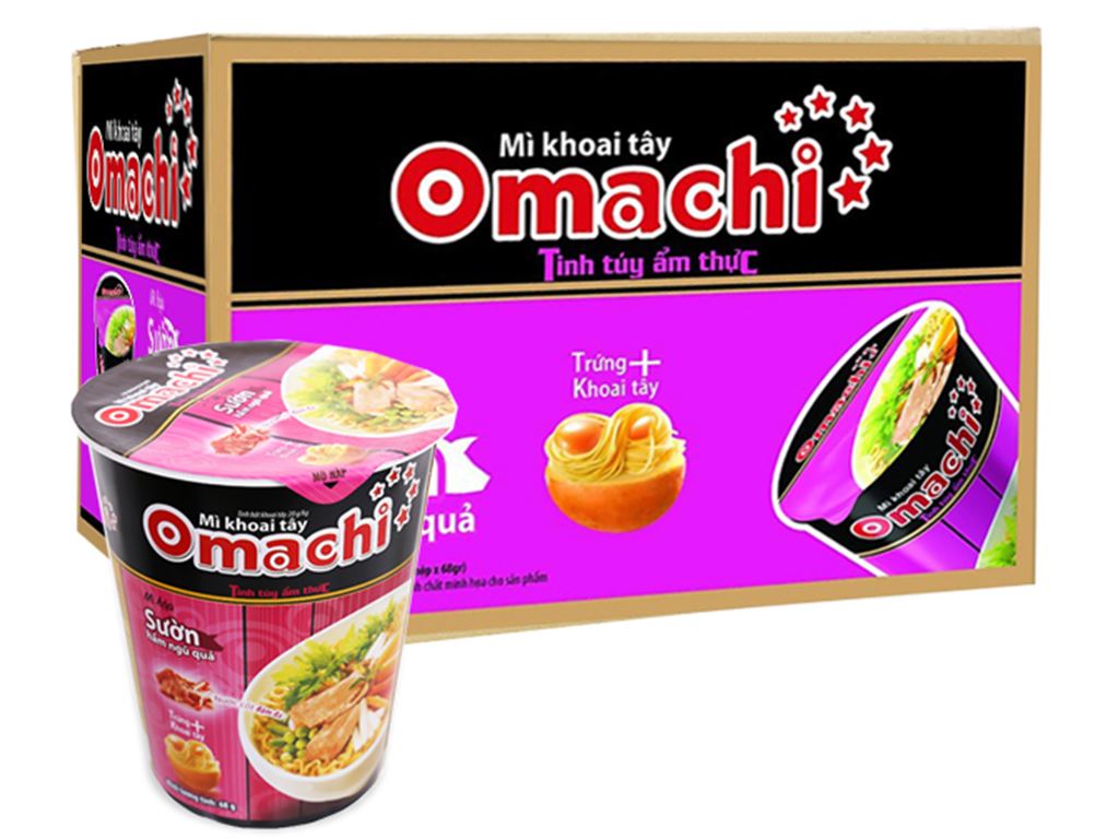 Thùng 24 ly mì khoai tây Omachi sườn hầm ngũ quả 68g