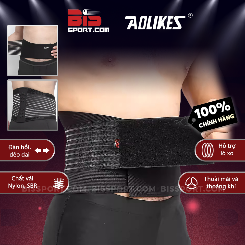 Đai lưng thể thao hỗ trợ cố định cột sống aolikes - bảo vệ cột sống thoát vị đỉa điệm - thoái hóa cột sống - chống đau lưng