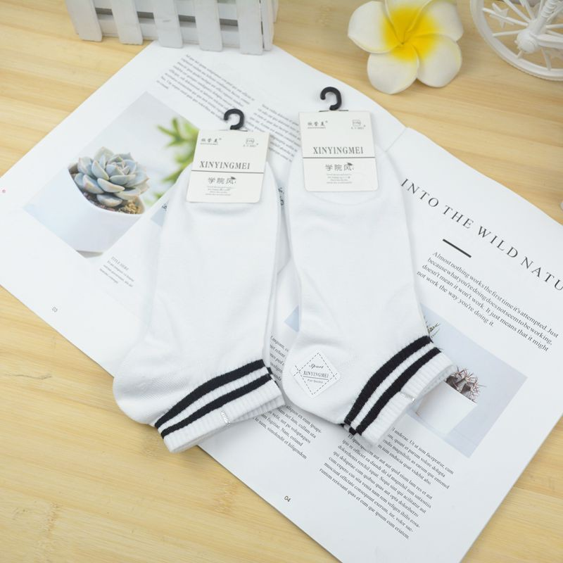 Tất vớ thể thao cotton kẻ sọc hàn quốc