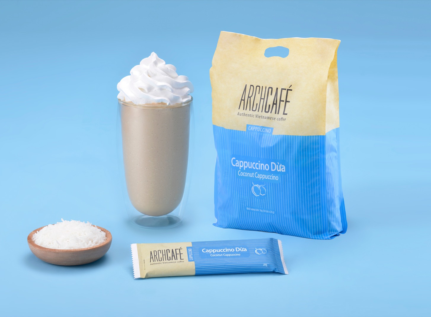 Cappuccino dừa - archcafe- dạng túi 50 gói*20g