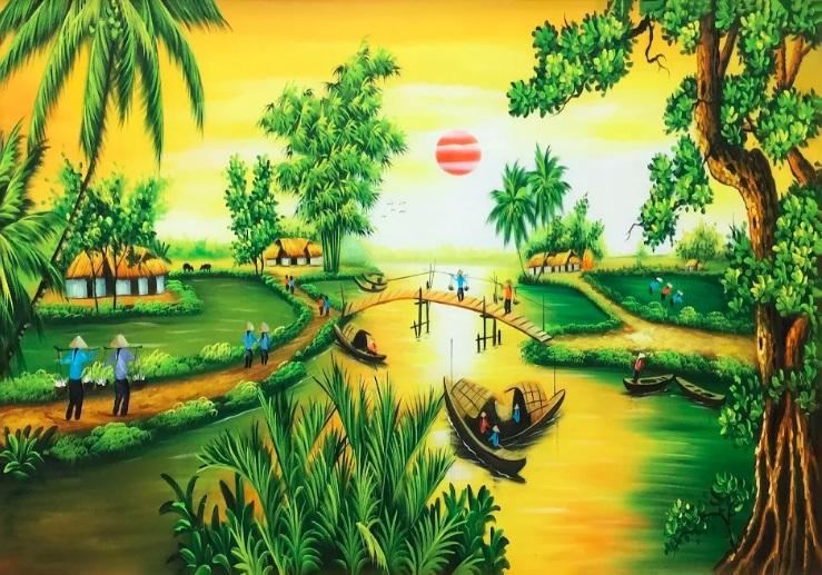 Tranh dán tường VTC Bình minh trên quê hương UD0056 Kim sa
