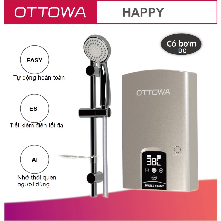 Máy nước nóng tức thời OTTOWA - TH45P01 (có bơm trợ lực)