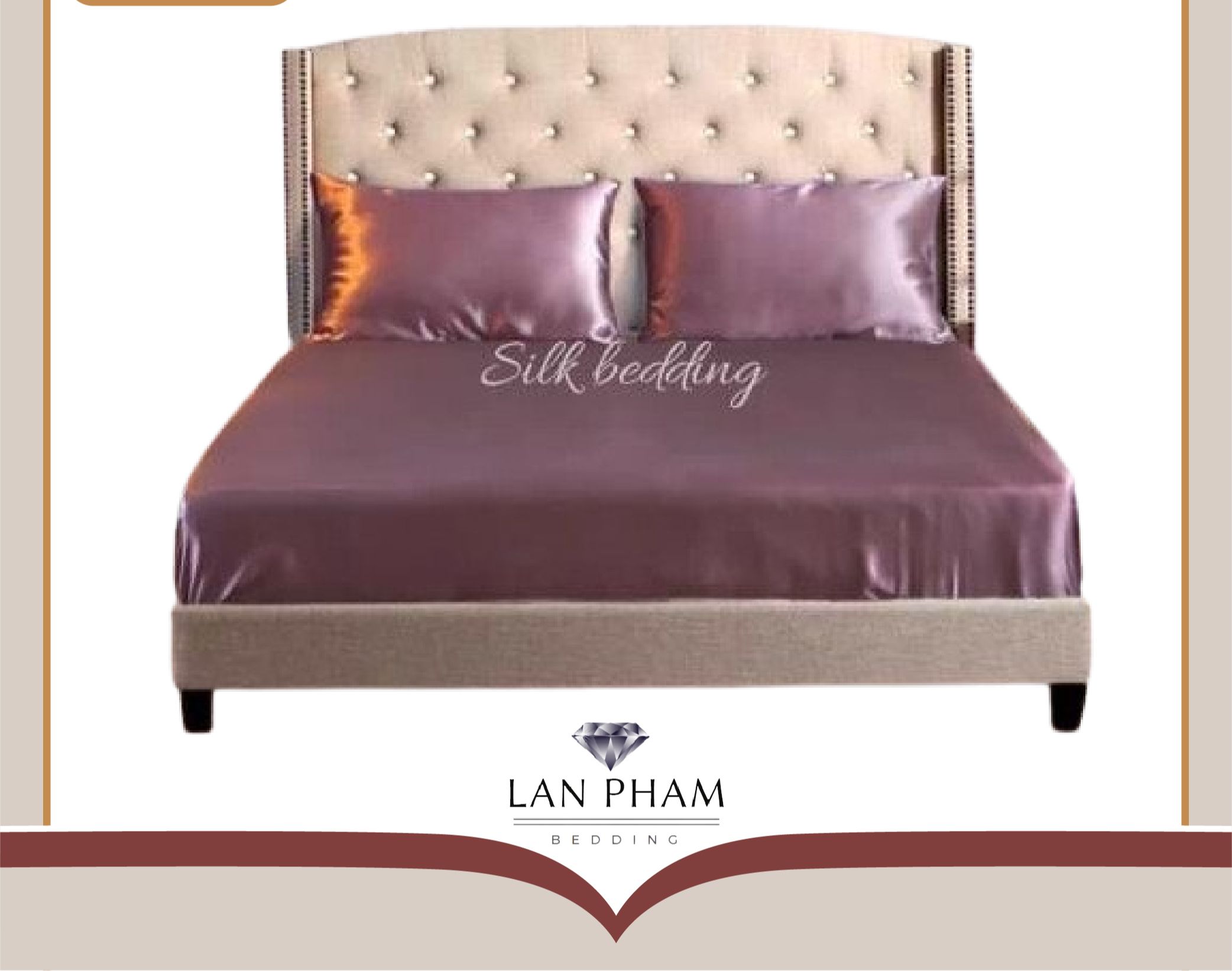 Ga giường lẻ phi lụa màu hồng tím cao cấp mềm mại lan pham bedding