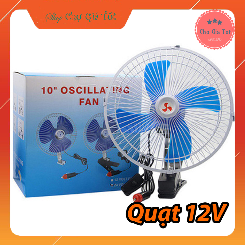 Quạt lồng sắt 12V trên ô tô xe tải cần cẩu đường kính 27cm 4 cánh