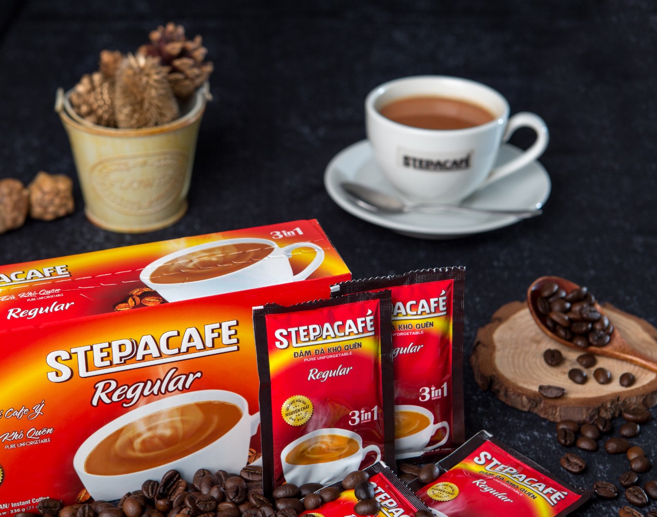 Cafe hòa tan Regular 3in1 [10 gói/hộp] - STEPPACAFE