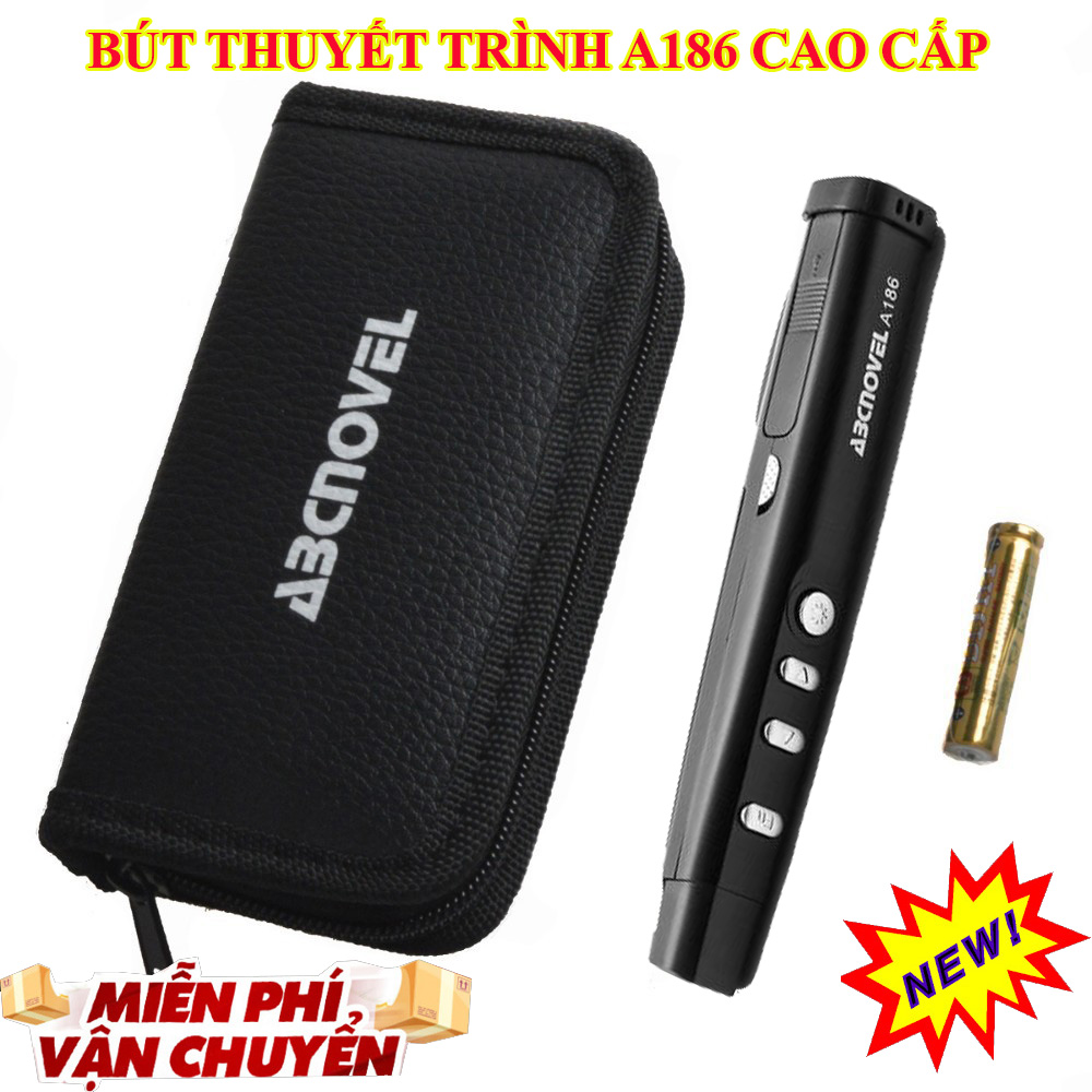 Bút Trình Chiếu Nhiều Tính Năng,Mua bút trình chiếu ở TPHCM,Mua Bút Laser ABCNovel A186 không dây, Bút Trình Chiếu Nhỏ Gọn, Chiếu Xa tặng kèm bao da tiện lợi bỏ túi.