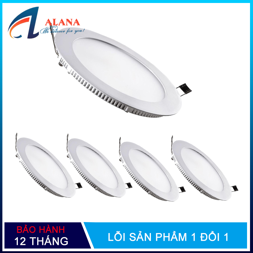 Bộ 5 đèn led âm trần siêu mỏng tròn 9w ánh sáng vàng