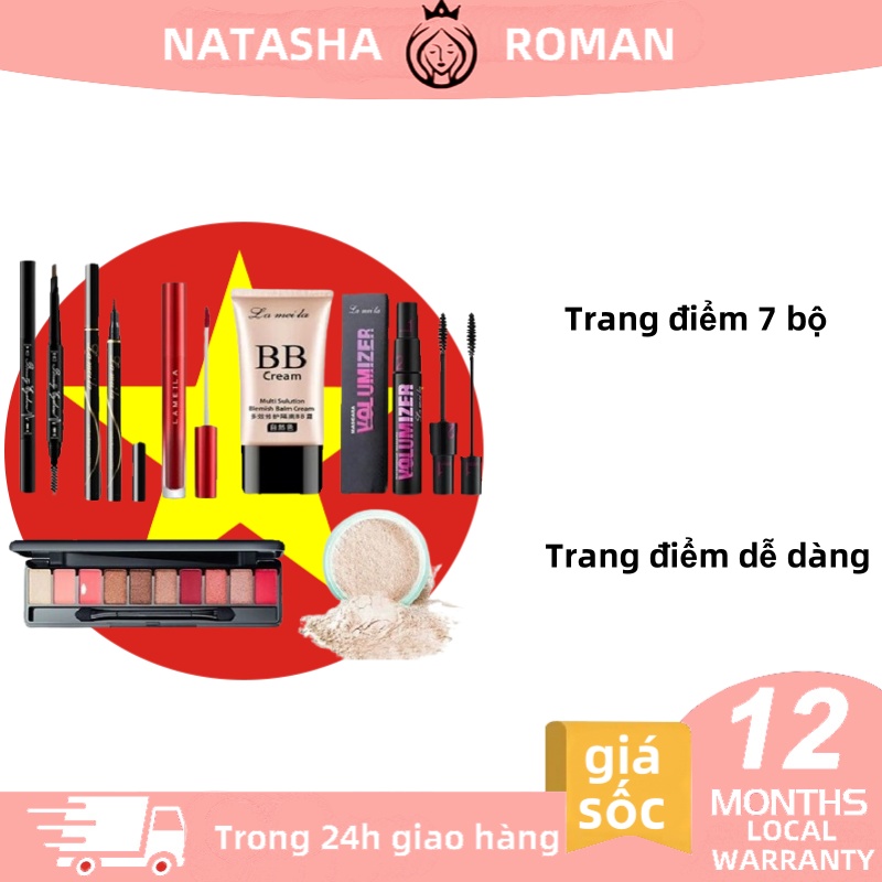 Bộ trang điểm cá nhân LAMEILA 7 món tiện lợi Kem BB che khuyết điểm + Phấn phủ + Phấn mắt + Mascara + Chì kẻ mày + Bút dạ kẻ mắt + Son kem bộ makeup đầy đủ set trang điểm