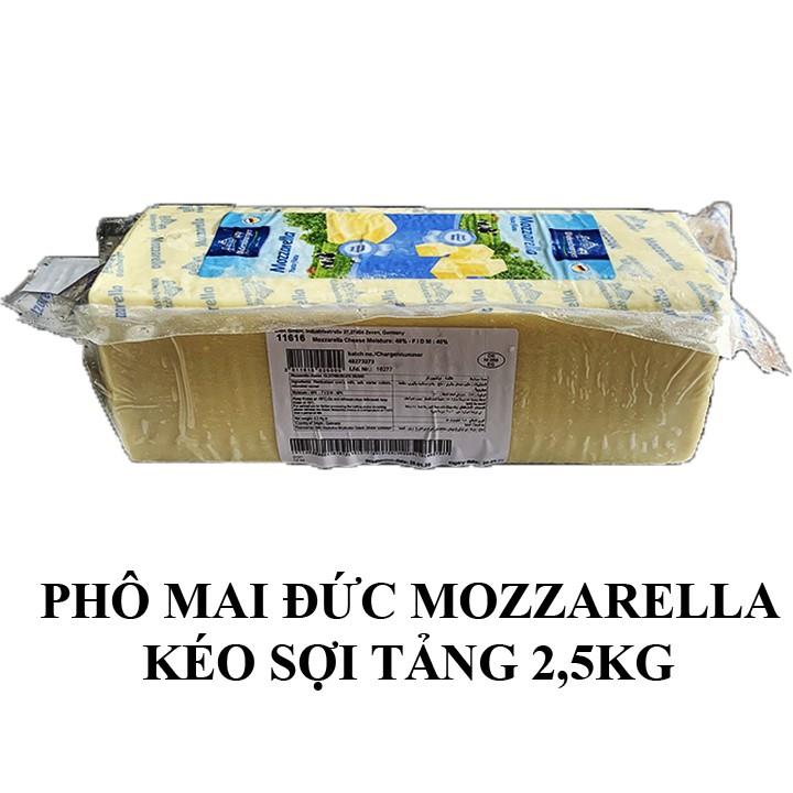 Phô Mai Mozzarella Đức Kéo Sợi Làm Pizza Hotdog Phô mai que… Tảng 25kg