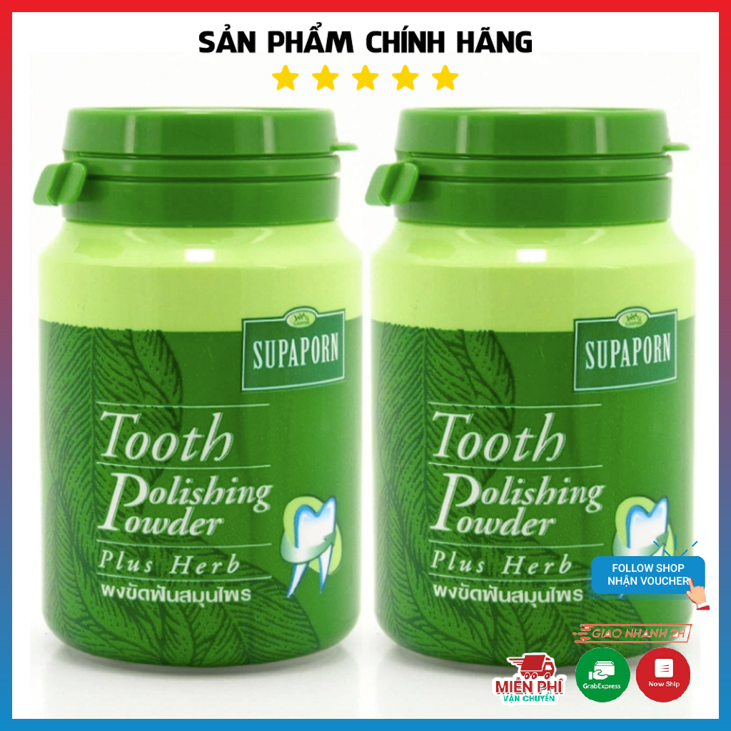 Bột trắng răng chính hãng Thái Lan Supaporn 90g - Sản phẩm bột làm trắng răng thảo dược bán chạy Thái Lan