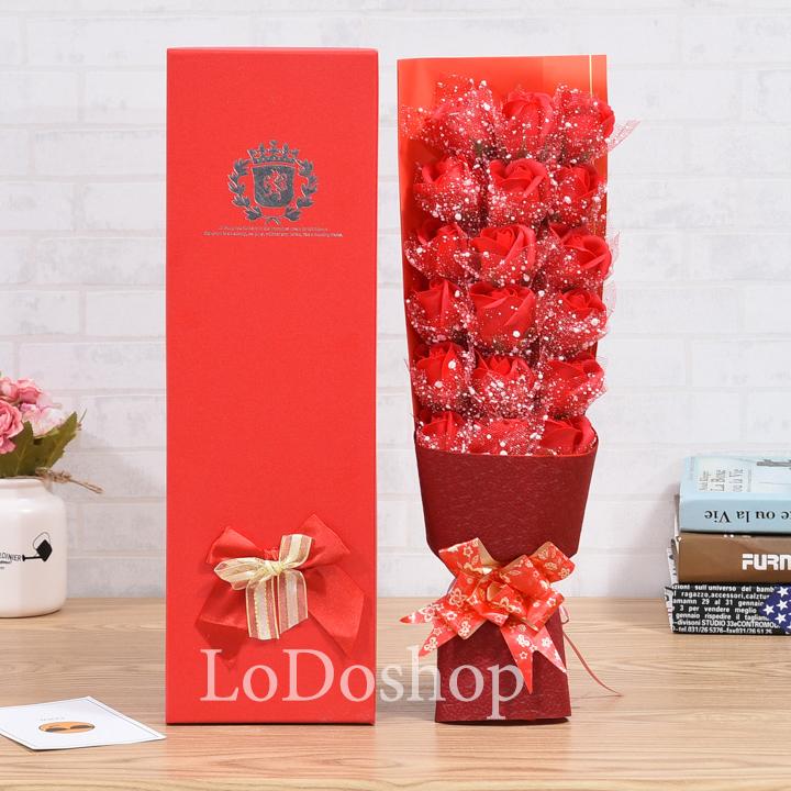 Hộp quà 18 bông hoa hồng sáp thơm kim tuyến - Hộp đựng quà tặng ngày lễ tình yêu sinh nhật quà cưới happy birthday - Quà 20/10 - Quà 8/3 - Quà 14/2 - Quà valentine - Noel - Quà kỷ niệm ngày cưới