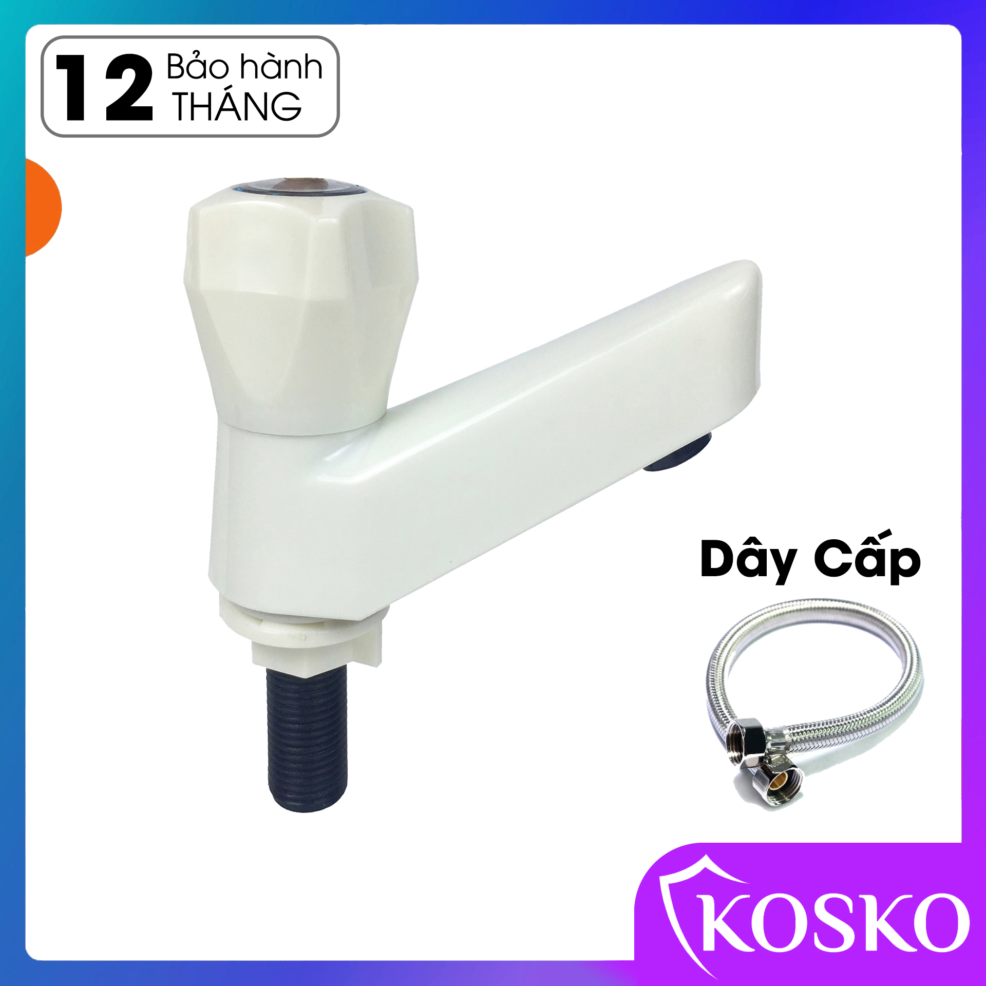 Vòi lavabo rửa mặt lạnh Nhựa ABS (Tặng dây cấp) (Hàng chuẩn loại 1) phù hợp với mọi loại chậu rửa mặt 1 Lỗ, chậu thường (Bảo hành 12 tháng - 1 đổi 1 trong vòng 7 ngày) Dễ dàng lắp đặt không cần gọi thợ