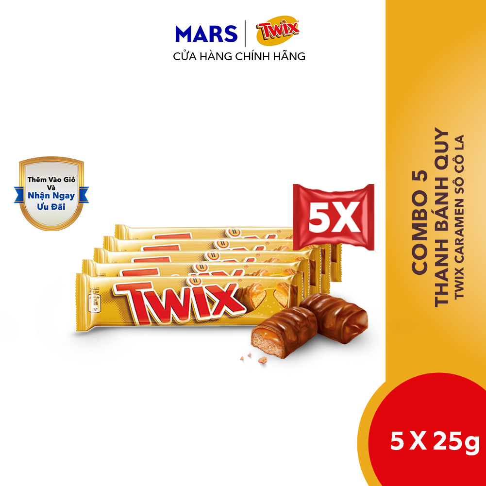 [CHỈ 25-29.06 - MUA 1 ĐƯỢC 3 từ 99K - SLCH] Combo 10 Thanh bánh quy Twix Caramen Sô cô la Sữa 25g