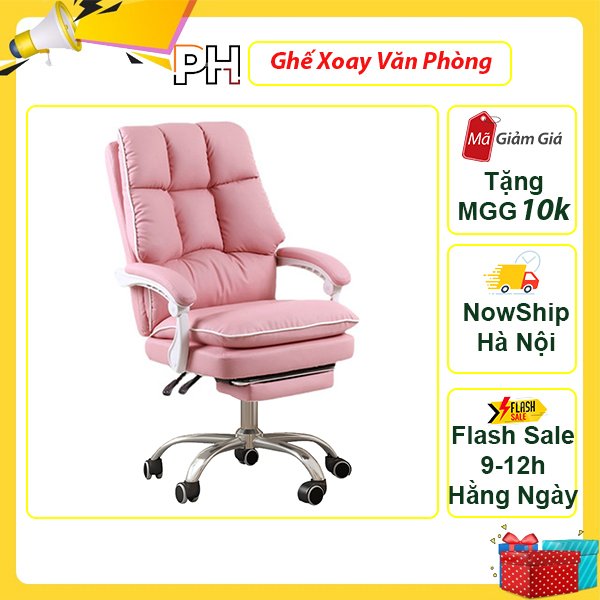 Ghế xoay công thái học làm việc văn phòng sang trọng êm ái có gác chân thư giãn, ghế giám đốc lãnh đạo bọc da cao cấp - hàng chính hãng