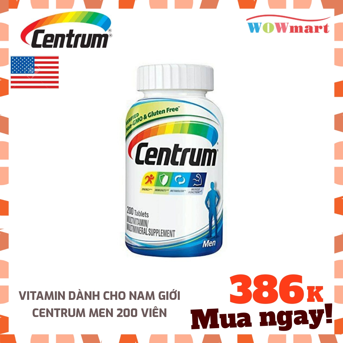 Vitamin dành cho nam giới Centrum Men 200 viên - [MỸ]