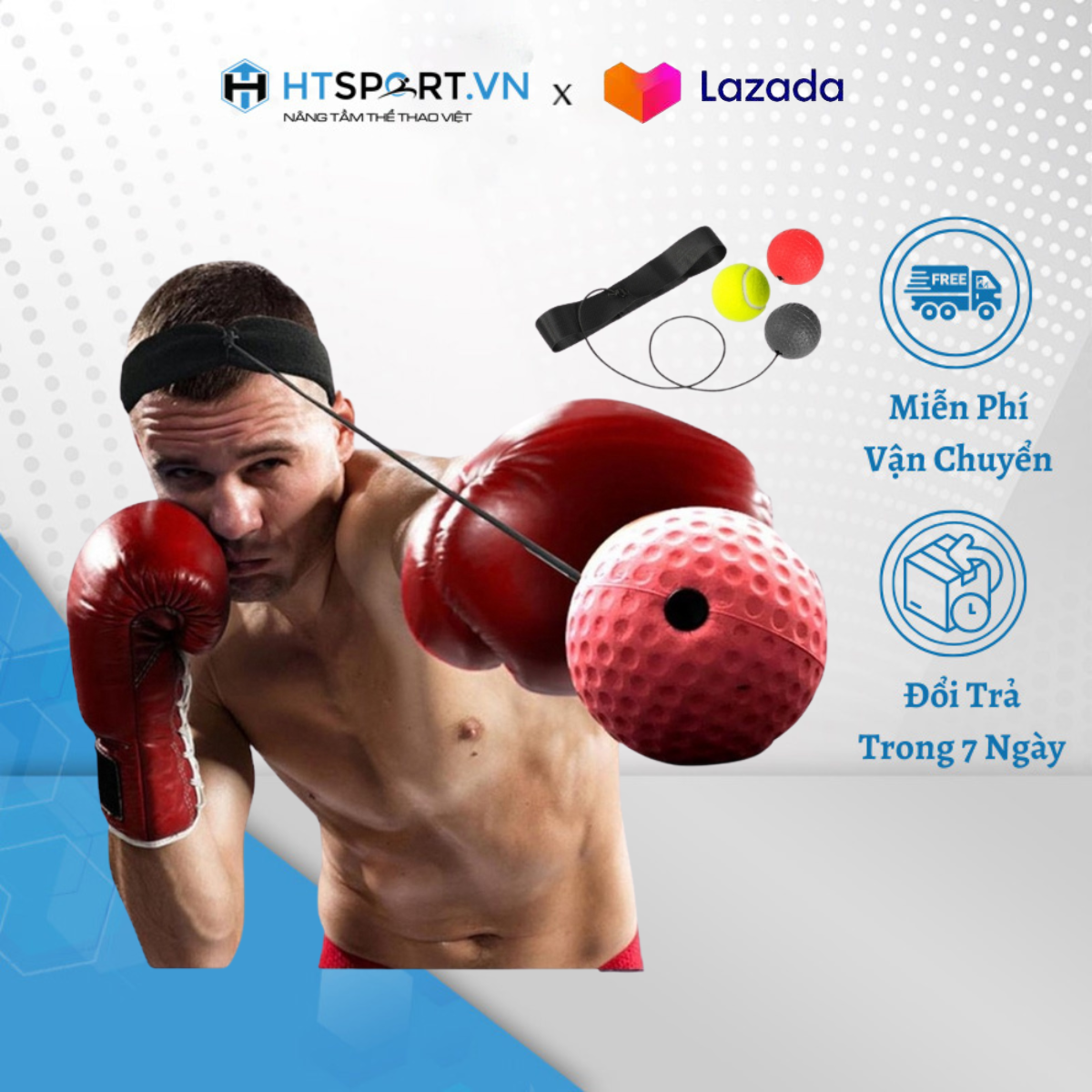 Bóng tập phản xạ boxing cao cấp, bóng tập luyện tay đấm bốc võ thuật đeo đầu loại nhẹ và nặng
