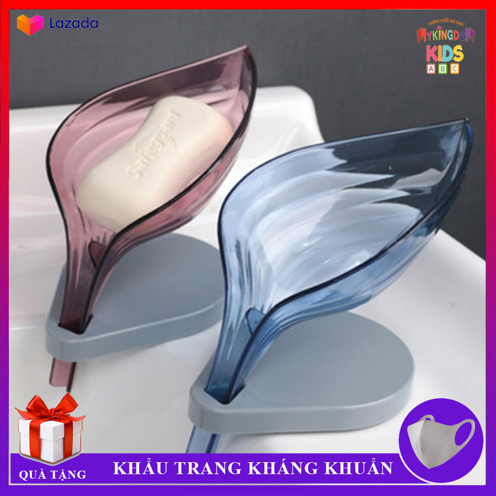 Khay Để Xà Bông Hình Chiếc Lá Phong Cách Độc Lạ - Có Miếng Hút Dính Không Cần Khoan Tiện Lợi - Không Còn Lo Ứ Đọng Nước, Có Gờ Tiện Dụng