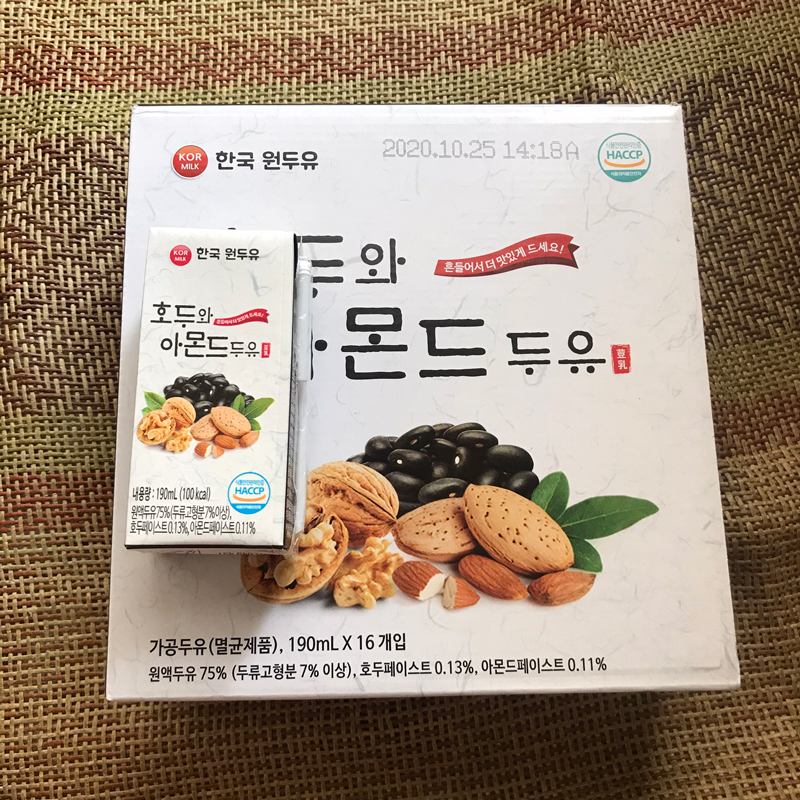 Sữa Óc Chó Hàn Quốc Hạnh Nhân Đậu Đen Lốc 16 hộp 190ml - Date 25/10/2020