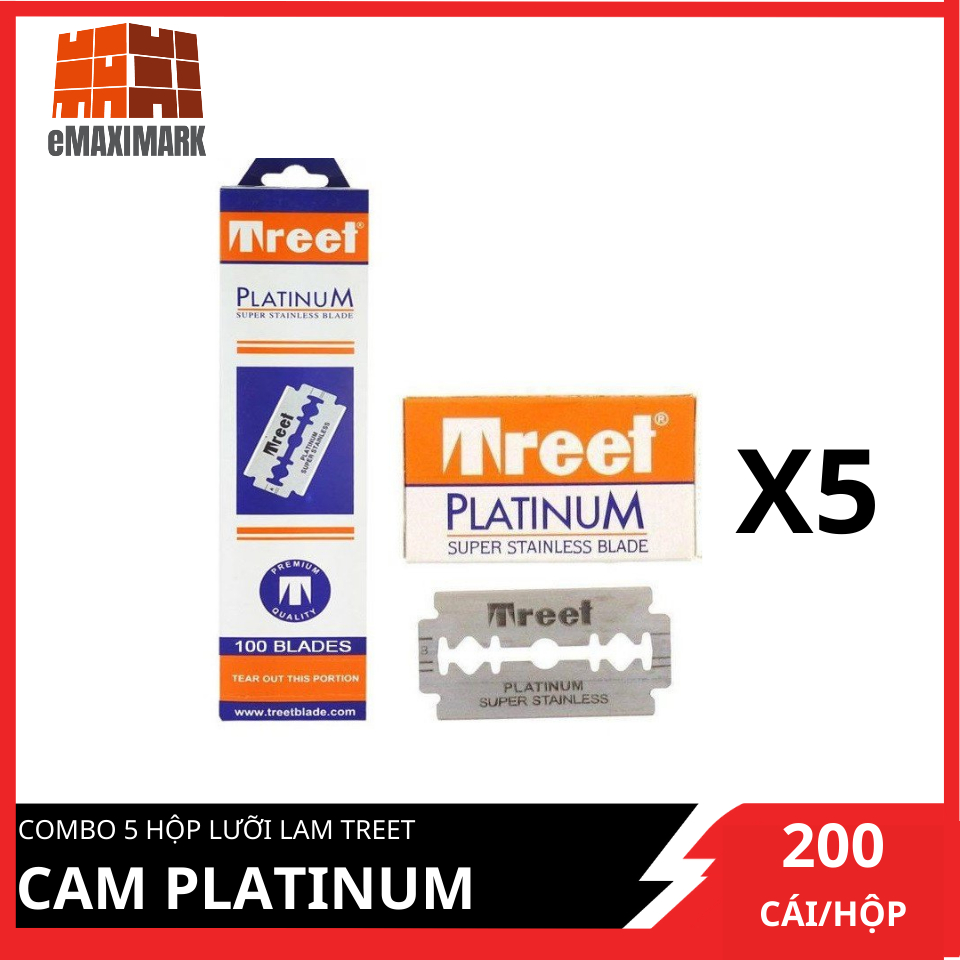 Combo 5 Hộp lưỡi lam Treet Cam Platinum X5