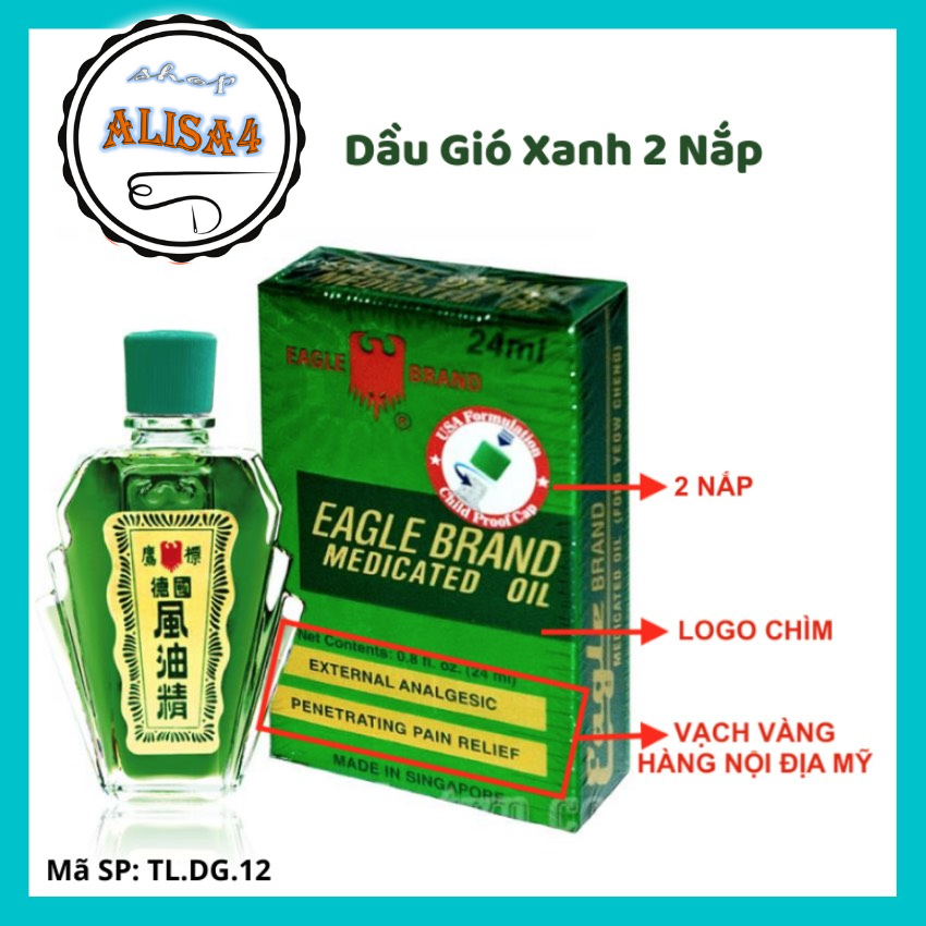 CHAI DẦU GIÓ XANH 2 NẮP Eagle Brand Medicated Oil công thức mới của MỸ 24ML . ALISA4 SHOP
