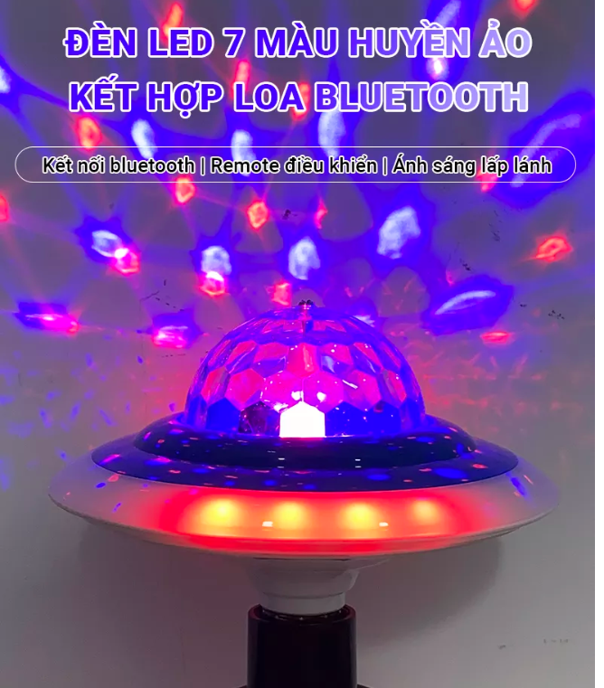 Loa đèn cầu quay bluetooth - đèn kiêm loa 223 led 7 màu kiêm loa mẫu mới 2022